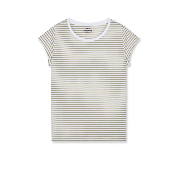 Mads Nørgaard ● Organic Favorite Stripe Teasy Tee ● világoskhaki csíkos rövid ujjú póló