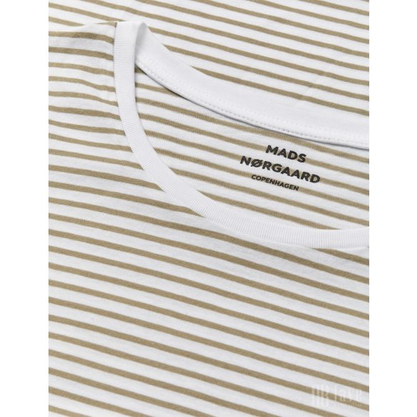 Mads Nørgaard ● Organic Favorite Stripe Teasy Tee ● világoskhaki csíkos rövid ujjú póló
