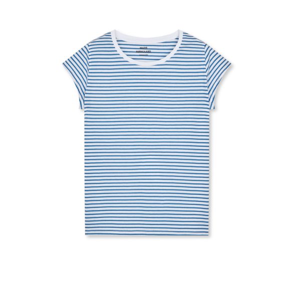 Mads Nørgaard ● Organic Favorite Stripe Teasy Tee ● középkék csíkos rövid ujjú póló
