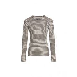   Mads Nørgaard ● 2*2 Cotton Stripe Tuba Tee ● bézs és fekete csíkos hosszú ujjú póló