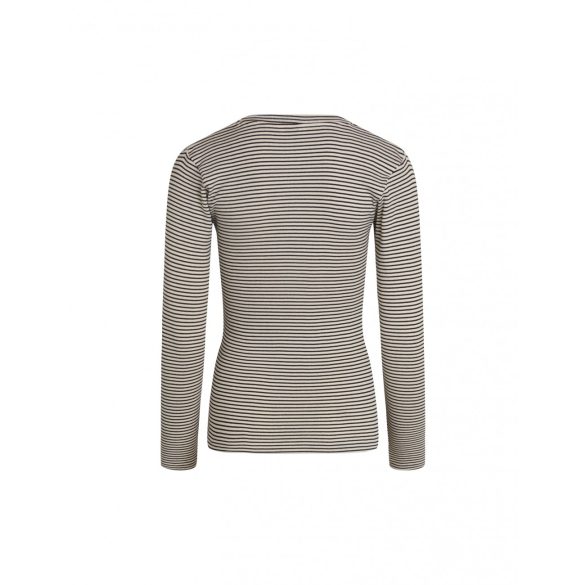 Mads Nørgaard ● 2*2 Cotton Stripe Tuba Tee ● bézs és fekete csíkos hosszú ujjú póló
