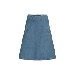   Mads Nørgaard ● Stelly Skirt ● kék koptatott zsebes midi farmerszoknya