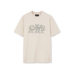   Mads Nørgaard ● Cotton Jersey Thorbjorn R Embroidery ● törtfehér hímzett rövidujjú póló