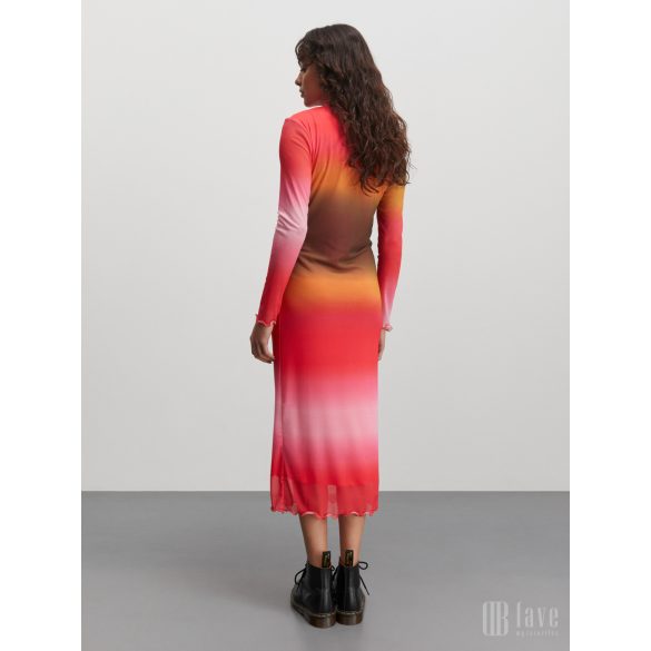 Mads Nørgaard ● Stretch Mesh Fia Dress ● színes szűk fazonú hosszú ujjú midi ruha