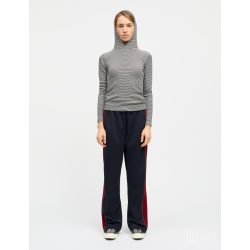   Mads Nørgaard ● 2*2 Cotton Stripe Trilla ● bézs és fekete csíkos kapucnis hosszú ujjú póló