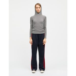 Mads Nørgaard ● 2*2 Cotton Stripe Trilla ● bézs és fekete csíkos kapucnis hosszú ujjú póló