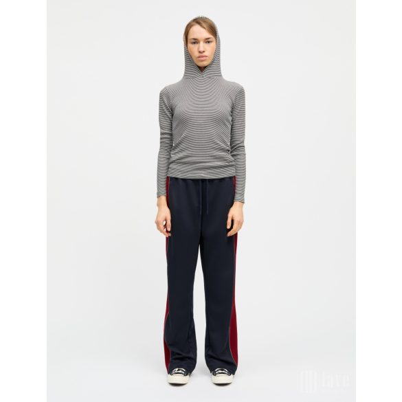 Mads Nørgaard ● 2*2 Cotton Stripe Trilla ● bézs és fekete csíkos kapucnis hosszú ujjú póló