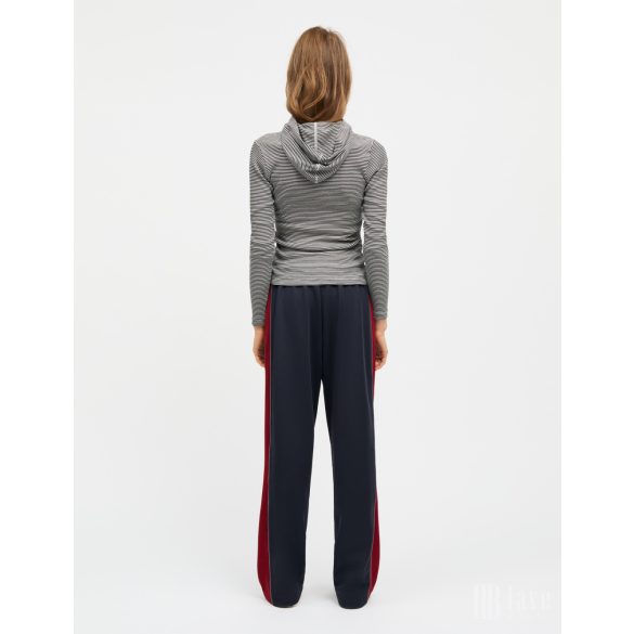 Mads Nørgaard ● 2*2 Cotton Stripe Trilla ● bézs és fekete csíkos kapucnis hosszú ujjú póló