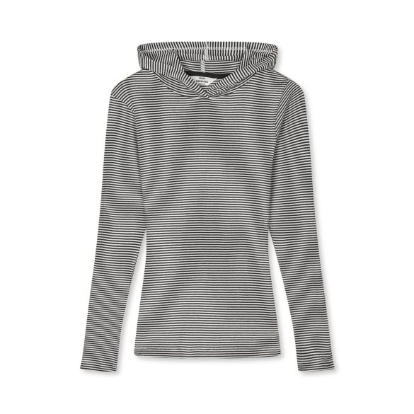 Mads Nørgaard ● 2*2 Cotton Stripe Trilla ● bézs és fekete csíkos kapucnis hosszú ujjú póló