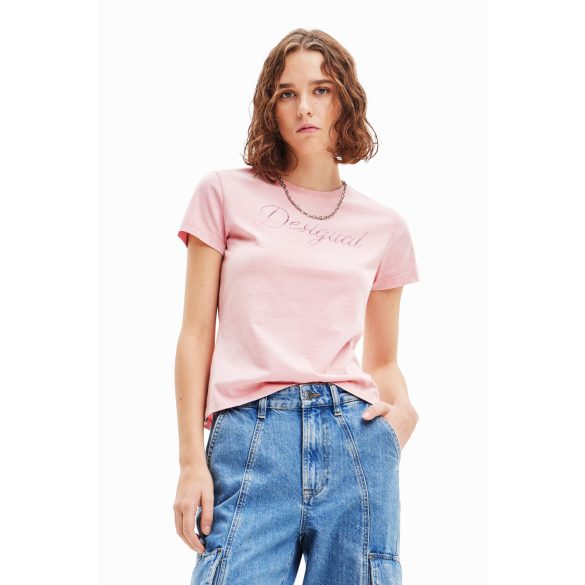 Desigual ● T-Shirt ● rózsaszín feliratos rövid ujjú póló