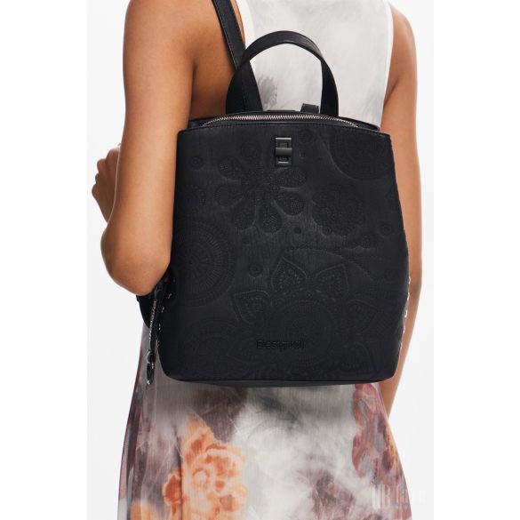 Desigual ● Backpack mini ● fekete nyomott mintás mini hátizsák