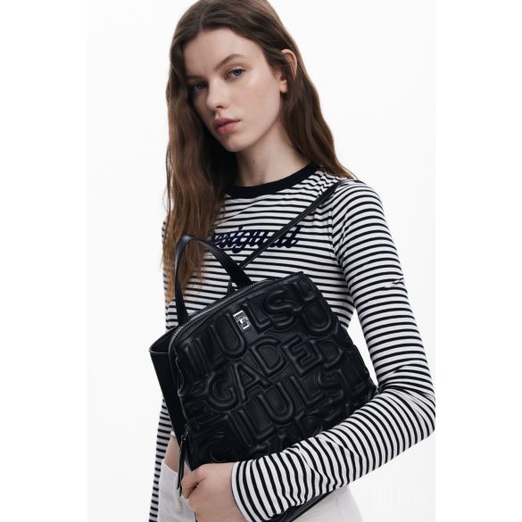 Desigual ● Backpack mini ● fekete betűmintás mini hátizsák