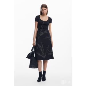 Desigual ● Dress ● fekete húzott midi ruha 