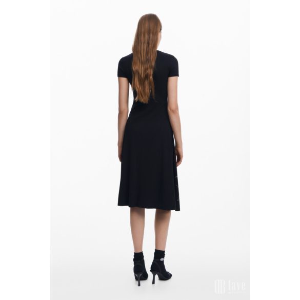 Desigual ● Dress ● fekete húzott midi ruha 
