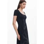 Desigual ● Dress ● fekete húzott midi ruha 