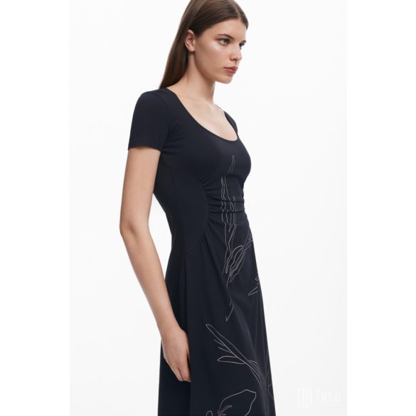 Desigual ● Dress ● fekete húzott midi ruha 