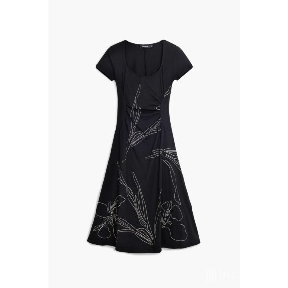 Desigual ● Dress ● fekete húzott midi ruha 