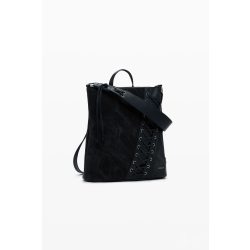   Desigual ● Backpack mini ● fekete fűzős mini hátizsák