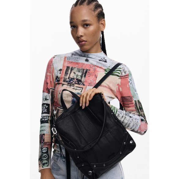 Desigual ● Backpack mini ● fekete patchwork mini hátizsák