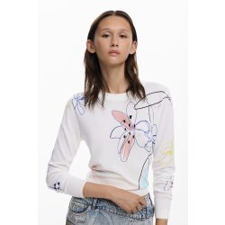   Desigual ● Pullover ● fehér mintás hosszú ujjú kötött pulóver