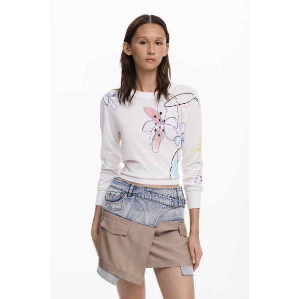 Desigual ● Pullover ● fehér mintás hosszú ujjú kötött pulóver