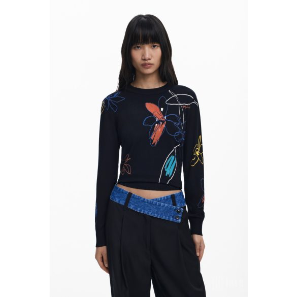Desigual ● Pullover ● fekete mintás hosszú ujjú kötött pulóver