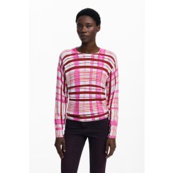   Desigual ● Pullover ● pink mintás hosszú ujjú kötött pulóver