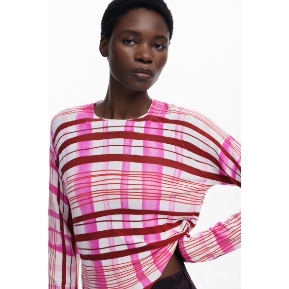 Desigual ● Pullover ● pink mintás hosszú ujjú kötött pulóver