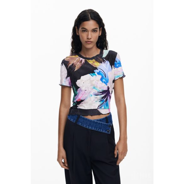 Desigual ● T-Shirt ● színes virágmintás rövid ujjú póló