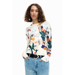   Desigual ● Pullover ● fehér színes mintás hosszú ujjú kötött pulóver