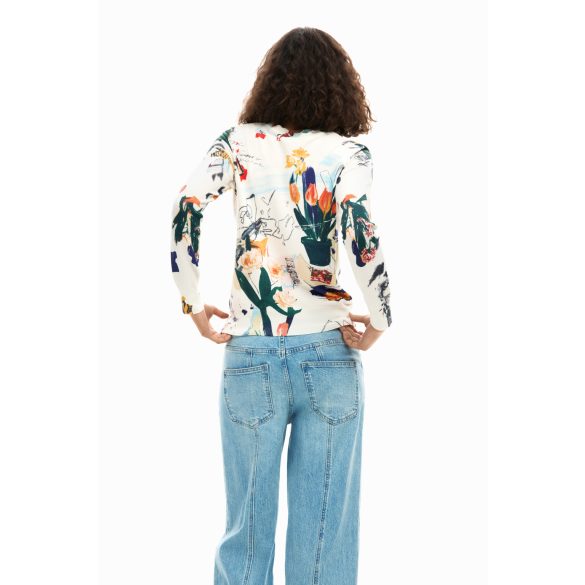 Desigual ● Pullover ● fehér színes mintás hosszú ujjú kötött pulóver