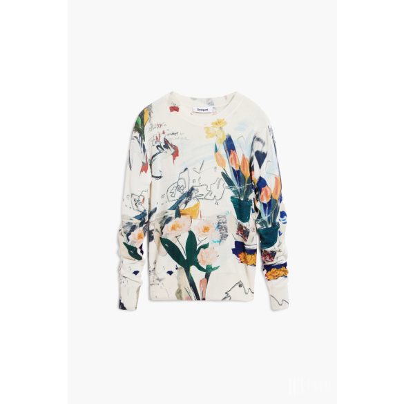 Desigual ● Pullover ● fehér színes mintás hosszú ujjú kötött pulóver