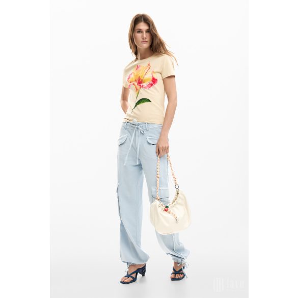 Desigual ● T-Shirt ● drapp virágmintás rövid ujjú póló