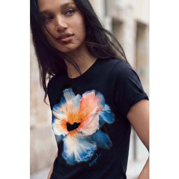 Desigual ● T-Shirt ● kék virágmintás rövid ujjú póló