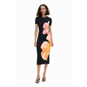 Desigual ● Dress ● fekete virágmintás rövid ujjú ruha