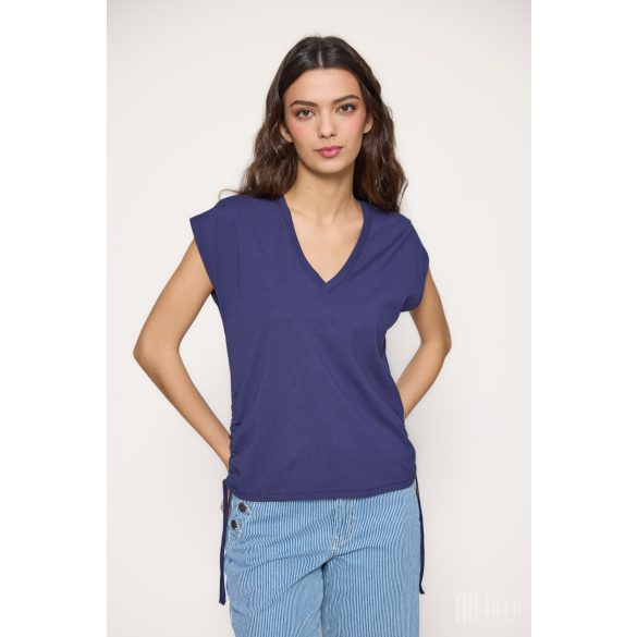 Md'M ● T-shirts ● sötétkék v nyakú ejtett vállú ujjú póló