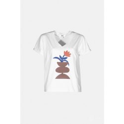   Md'M ● T-shirts ● fehér v nyakú mintás ejtett vállú póló