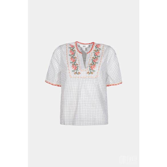 Md'M ● Blouses ● kockás hímzett rövid ujjú ingblúz