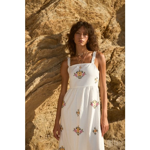 Md'M ● Dresses ● fehér hímzett pántos maxiruha