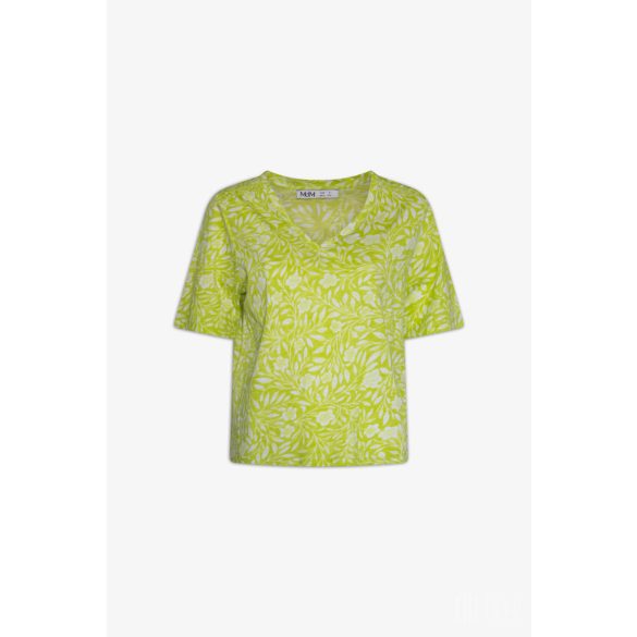 Md'M ● T-shirts ● zöld mintás v nyakú rövid ujjú póló
