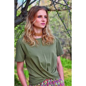 Md'M ● T-shirts ● khakizöld csavart rövid ujjú póló