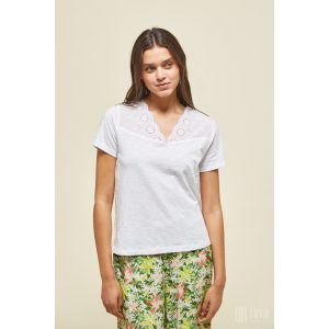Md'M ● T-shirts ● fehér csipkés rövid ujjú póló
