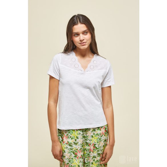 Md'M ● T-shirts ● fehér csipkés rövid ujjú póló