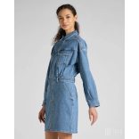 Lee ● Button Down Dress ● kék koptatott galléros farmerruha