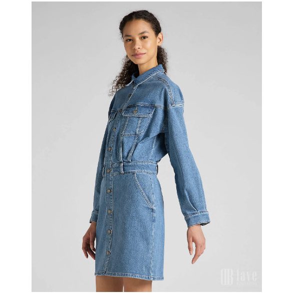 Lee ● Button Down Dress ● kék koptatott galléros farmerruha