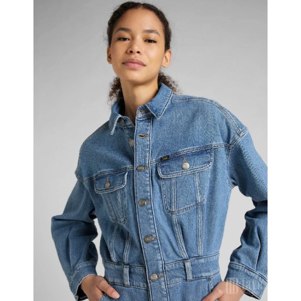 Lee ● Button Down Dress ● kék koptatott galléros farmerruha