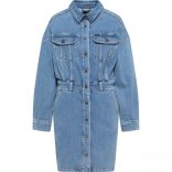 Lee ● Button Down Dress ● kék koptatott galléros farmerruha