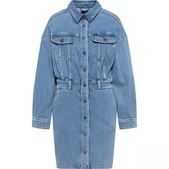Lee ● Button Down Dress ● kék koptatott galléros farmerruha