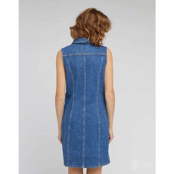 Lee ● Sleeveless Dress ● kék koptatott galléros farmerruha