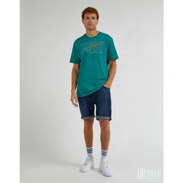 Lee ● Rider Short Slim ● sötétkék koptatott farmersort